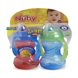 Nûby Clik-It Grip N’ Sip Cup with Handles (Pack of 2, Boy Colours)