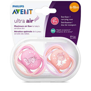 Philips Avent Ultra Air Pacifier, 6-18 months, pink/peach, 2 pack
